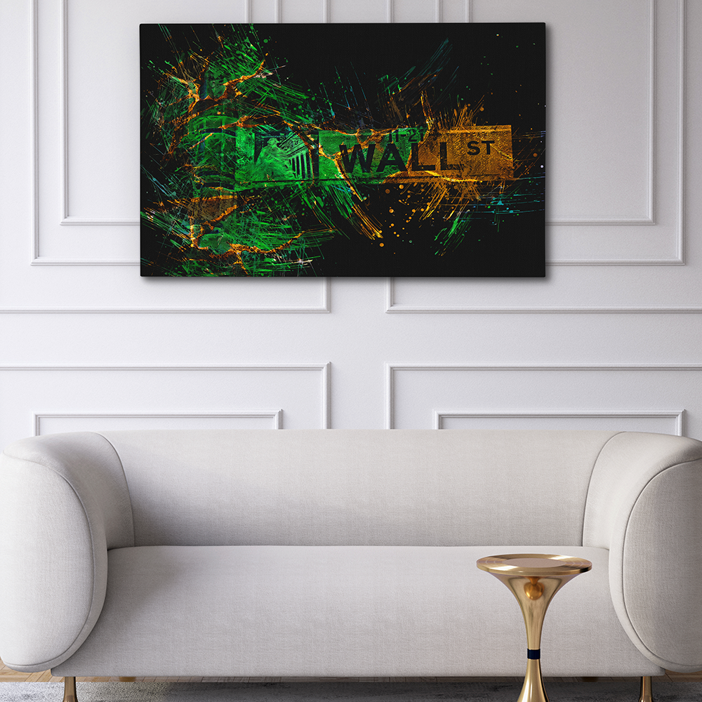 WALL STREET SIGN - GREEN & GOLD