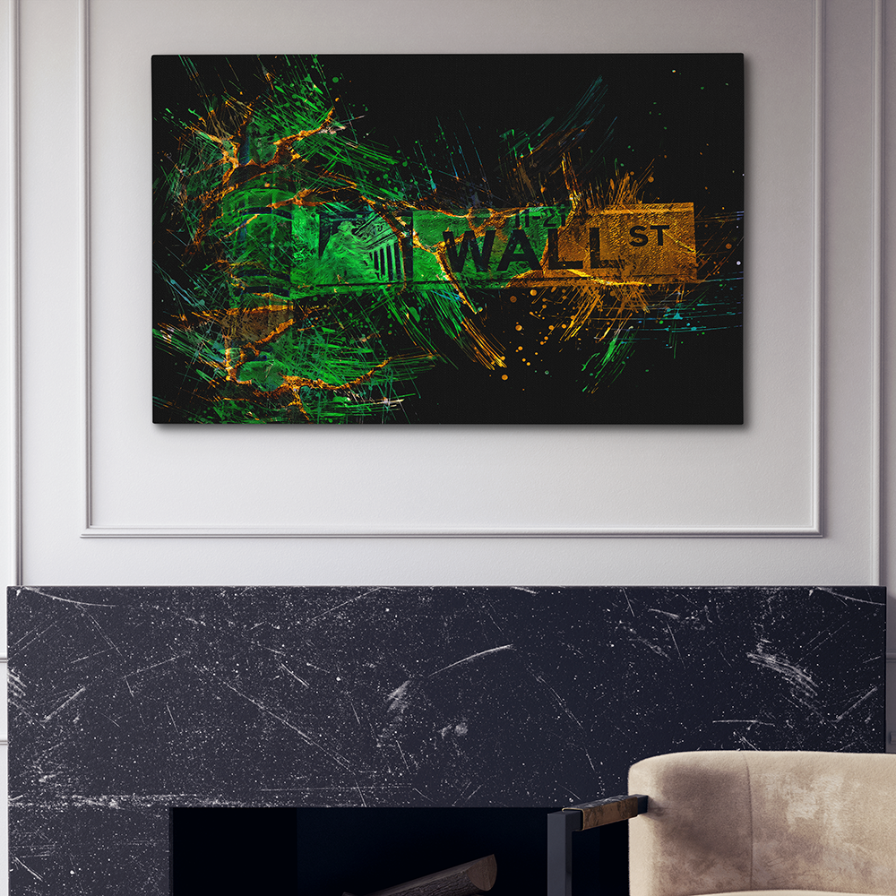 WALL STREET SIGN - GREEN & GOLD