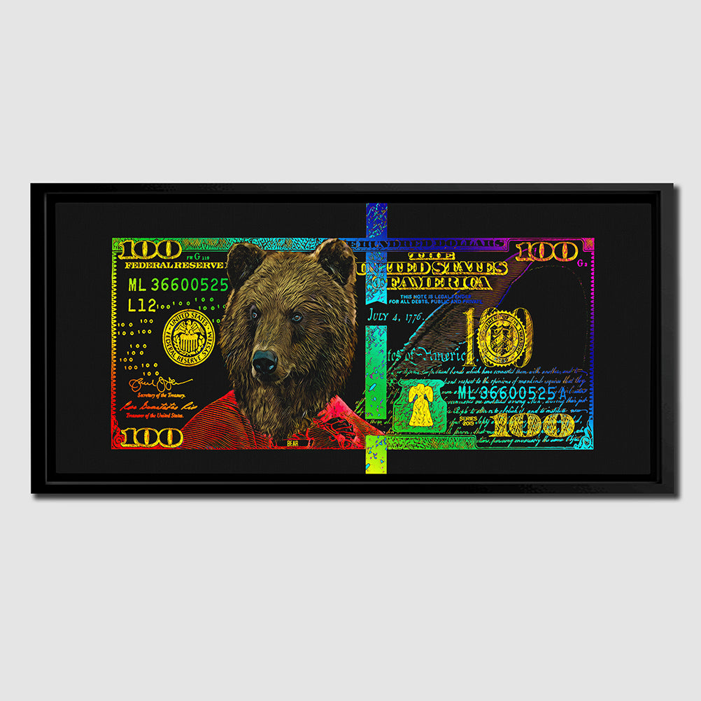 RAINBOW HUNDRED DOLLAR BULL & BEAR SET Wall Street Prints