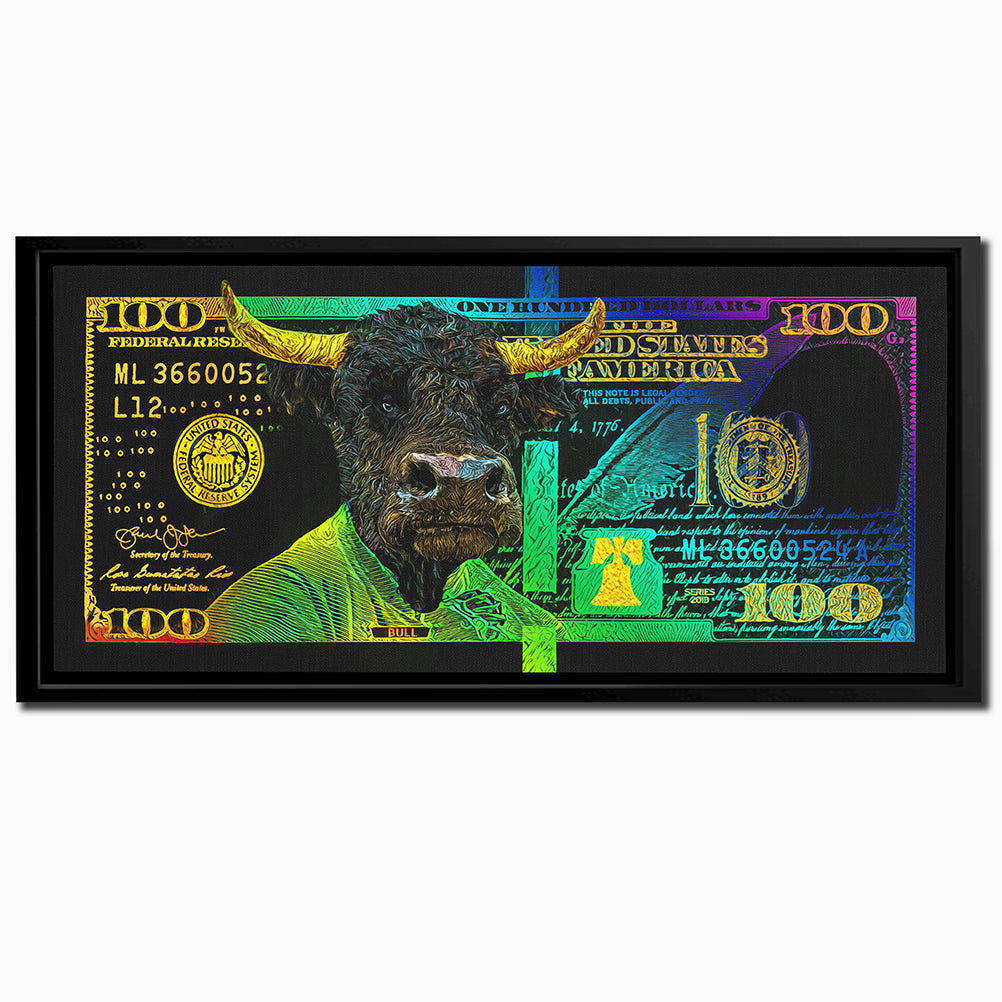 RAINBOW HUNDRED DOLLAR BULL & BEAR SET Wall Street Prints