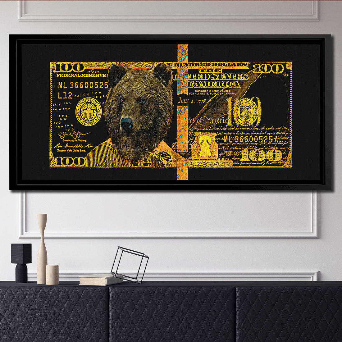 GOLD HUNDRED DOLLAR BEAR Wall Street Prints