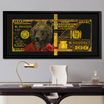 GOLD RED HUNDRED DOLLAR BEAR Wall Street Prints