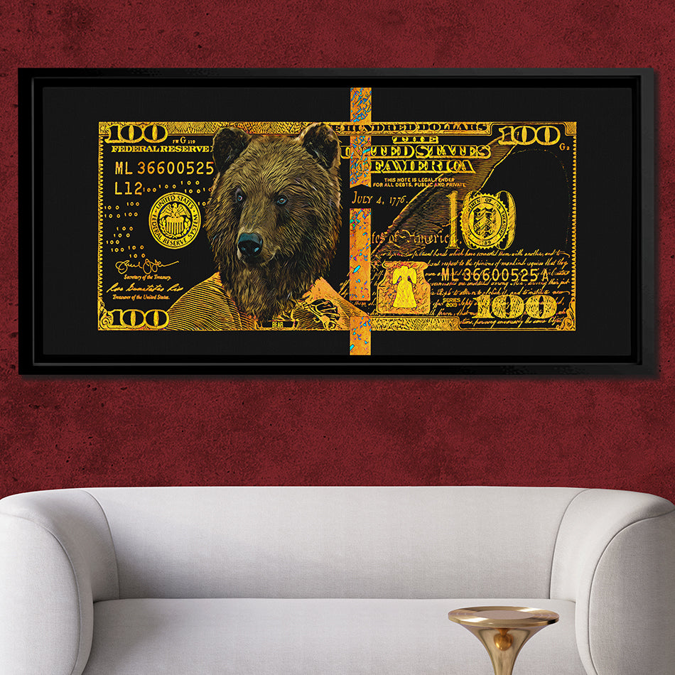 GOLD HUNDRED DOLLAR BEAR Wall Street Prints