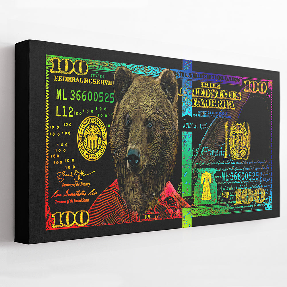 RAINBOW HUNDRED DOLLAR BULL & BEAR SET Wall Street Prints