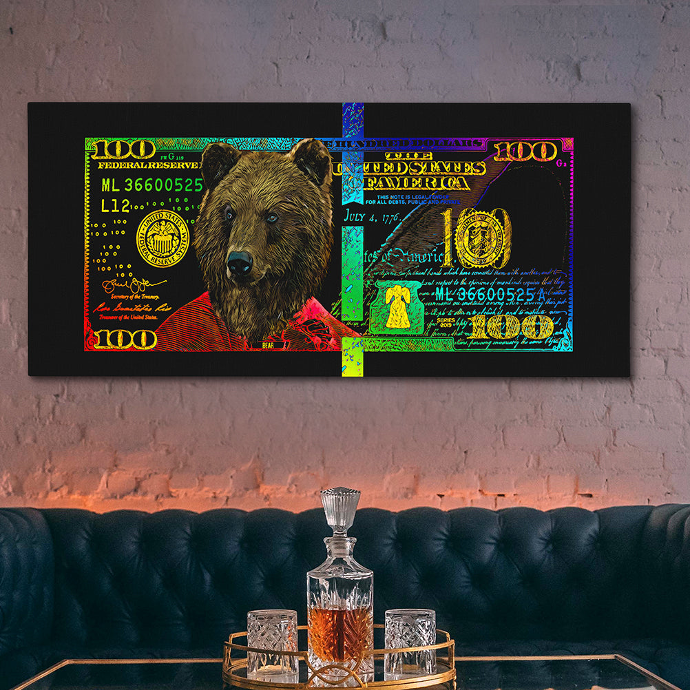 RAINBOW HUNDRED DOLLAR BEAR Wall Street Prints