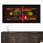 RED HUNDRED DOLLAR BEAR Wall Street Prints