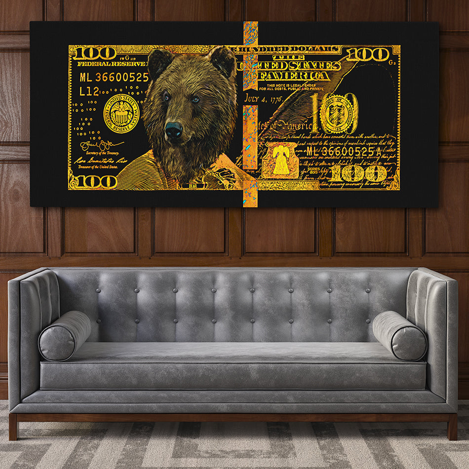 GOLD HUNDRED DOLLAR BEAR Wall Street Prints