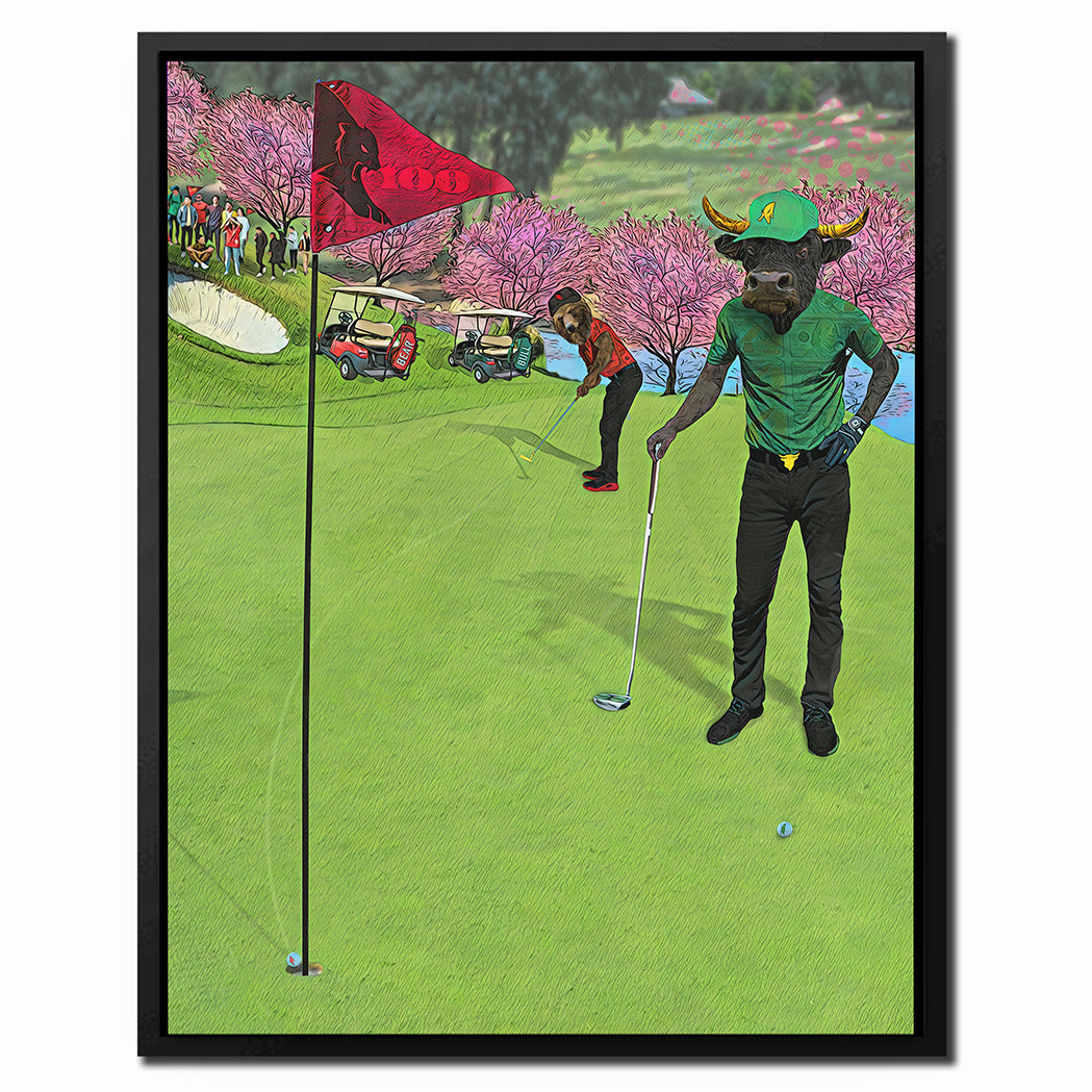 framed bear golfer portrait close up