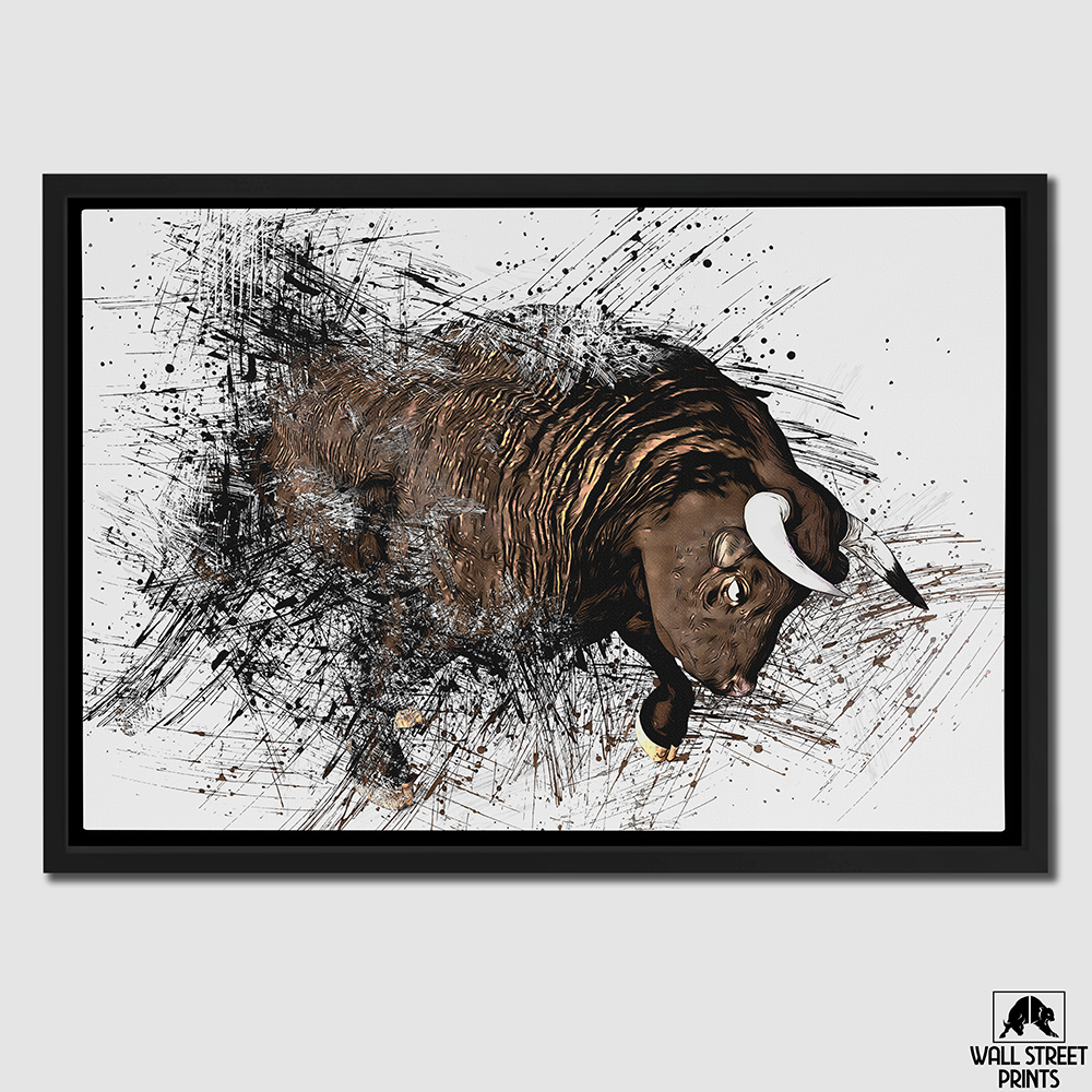 framed close up luxury bull wall art