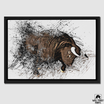 framed close up luxury bull wall art
