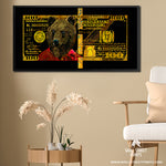 GOLD RED HUNDRED DOLLAR BEAR Wall Street Prints