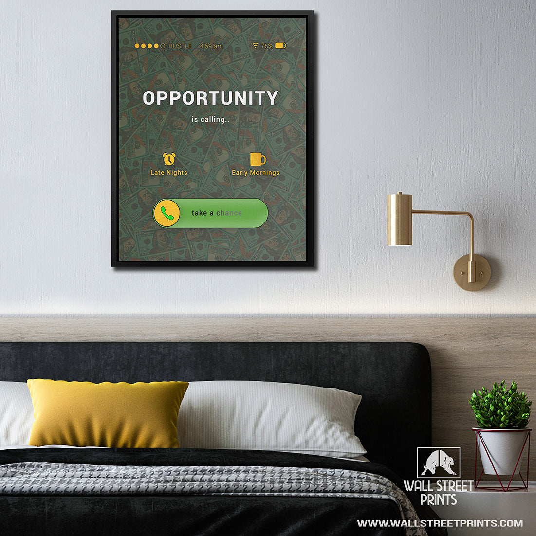 OPPORTUNITY IS CALLING (MONEY BACKGROUND) Wall Street Prints