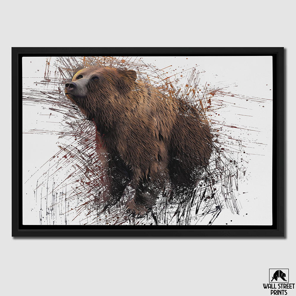 framed close up luxury bear wall art