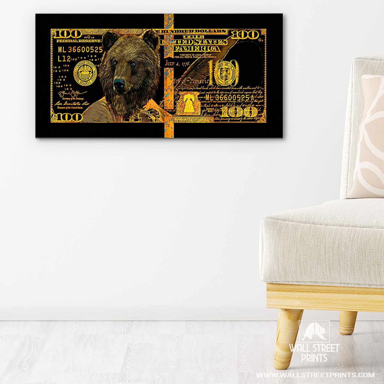 GOLD HUNDRED DOLLAR BEAR Wall Street Prints