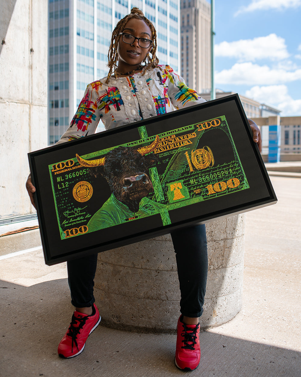 GREEN HUNDRED DOLLAR BULL Wall Street Prints