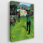 side view canvas art bull golfer