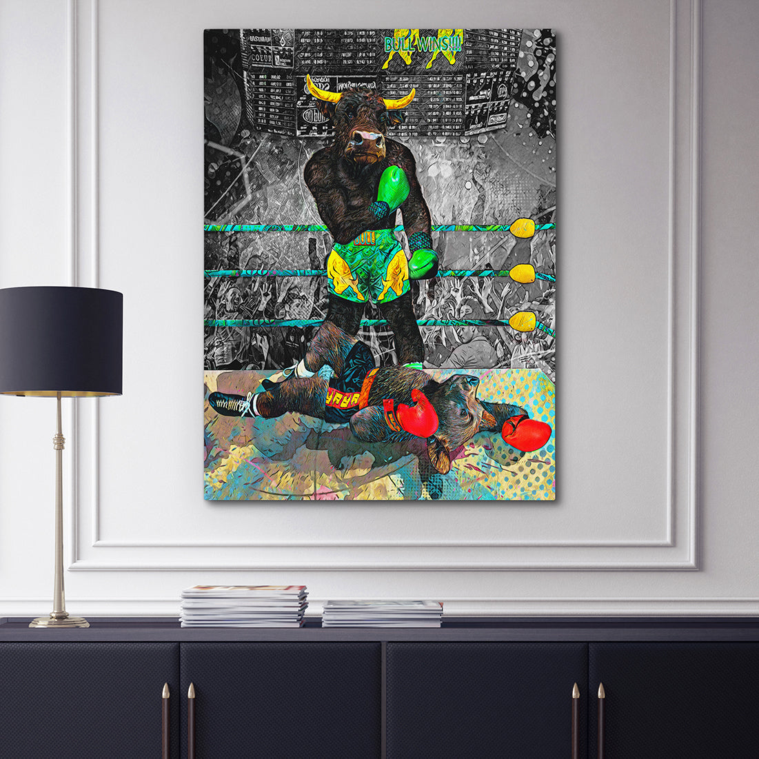 BULLS WIN (BLACK & WHITE VERSION) Wall Street Prints