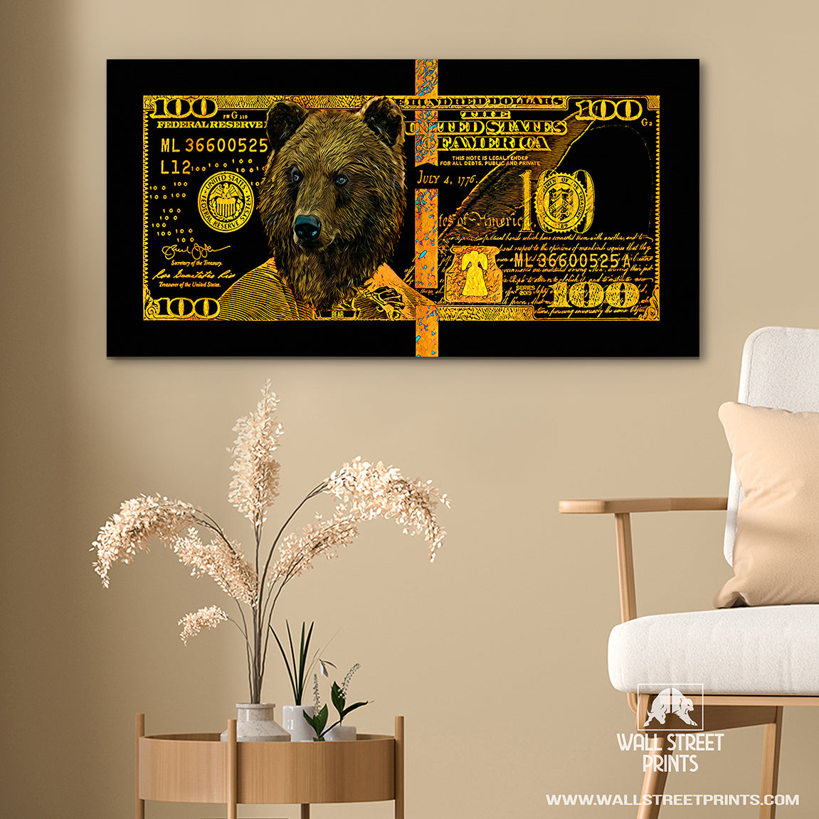 GOLD HUNDRED DOLLAR BEAR Wall Street Prints