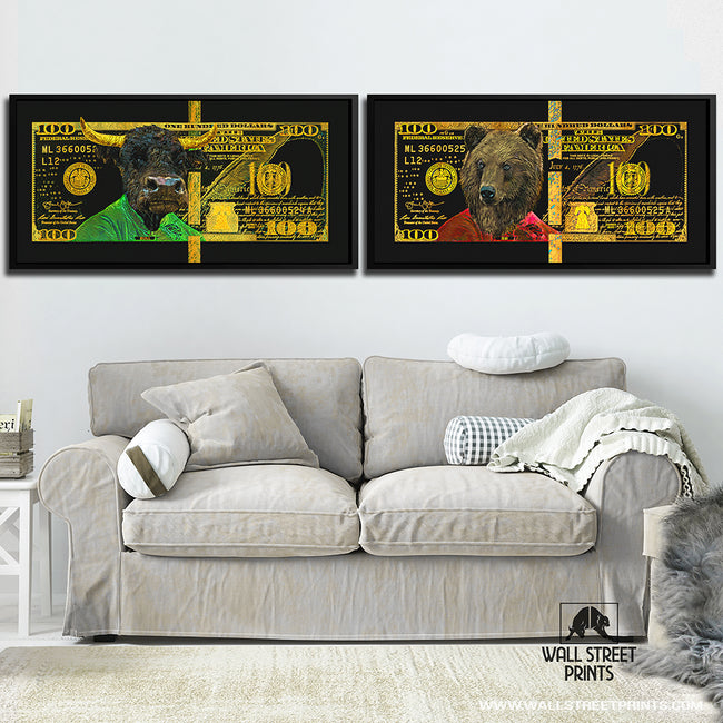 GOLD GREEN RED BULL & BEAR BUNDLE Wall Street Prints
