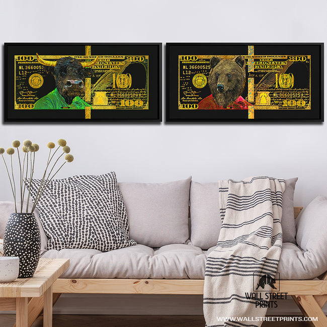 GOLD GREEN RED BULL & BEAR BUNDLE Wall Street Prints