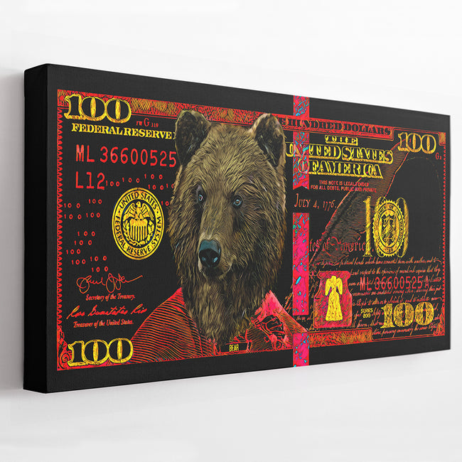 RED HUNDRED DOLLAR BEAR Wall Street Prints
