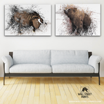 unframed bull and bear artwork